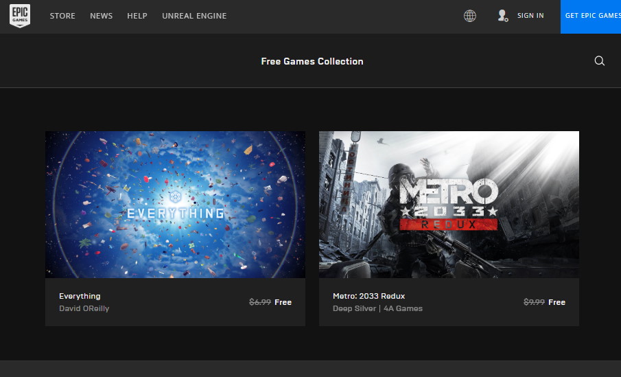 Todo es gratis en Epic Games Store, junto con Metro: 2033 Redux