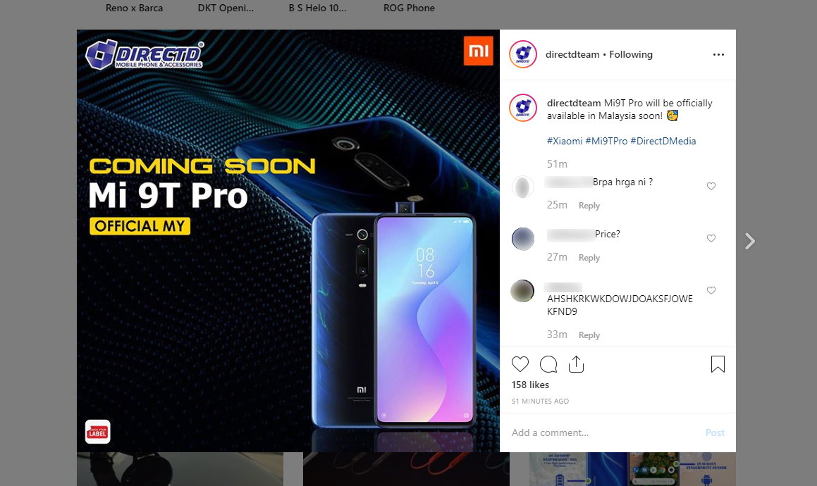 Xiaomi Mi 9T Pro llegará pronto a Malasia según el minorista local