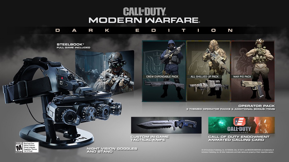 Call of Duty: Modern Warfare Dark Edition para incluir gafas funcionales de visión nocturna