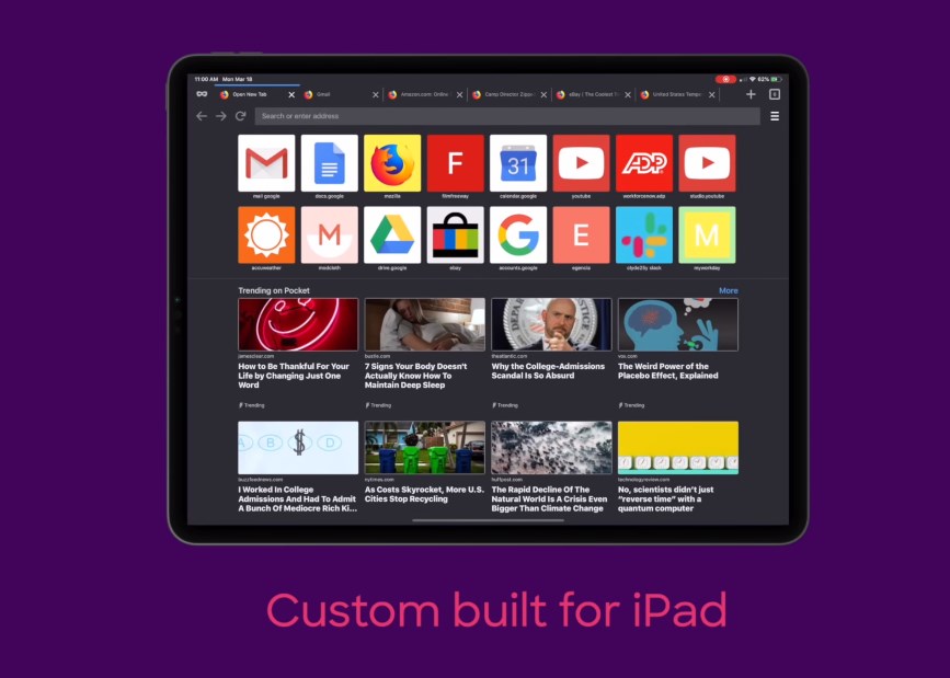El nuevo Firefox para iPad ahora admite pantalla dividida, mosaicos de pestañas, atajos de teclado y más