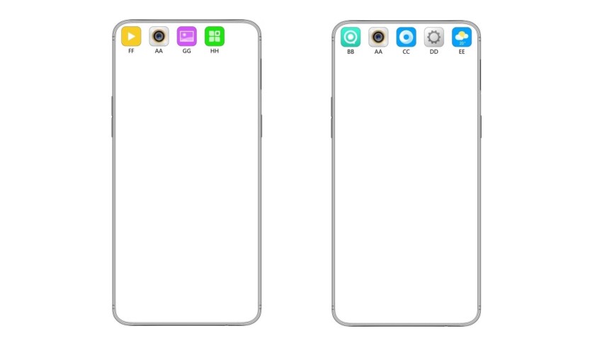 Las patentes de OPPO muestran los iconos de la aplicación combinándose con el orificio de perforación de la pantalla