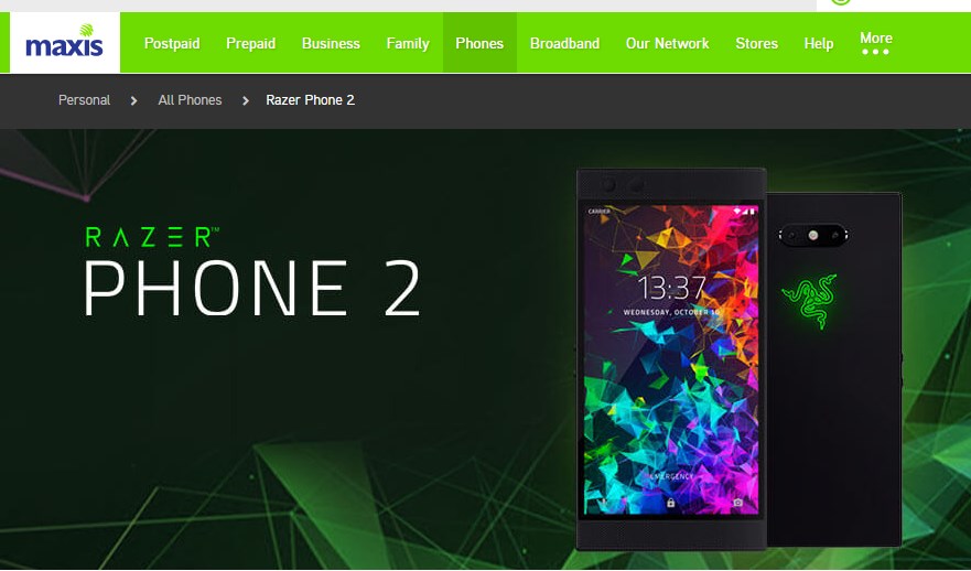Maxis agrega Razer Phone 2 a Zerolution;  A partir de 101 RM por mes