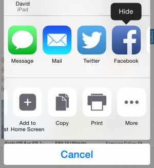 Compartir opciones en iOS 8