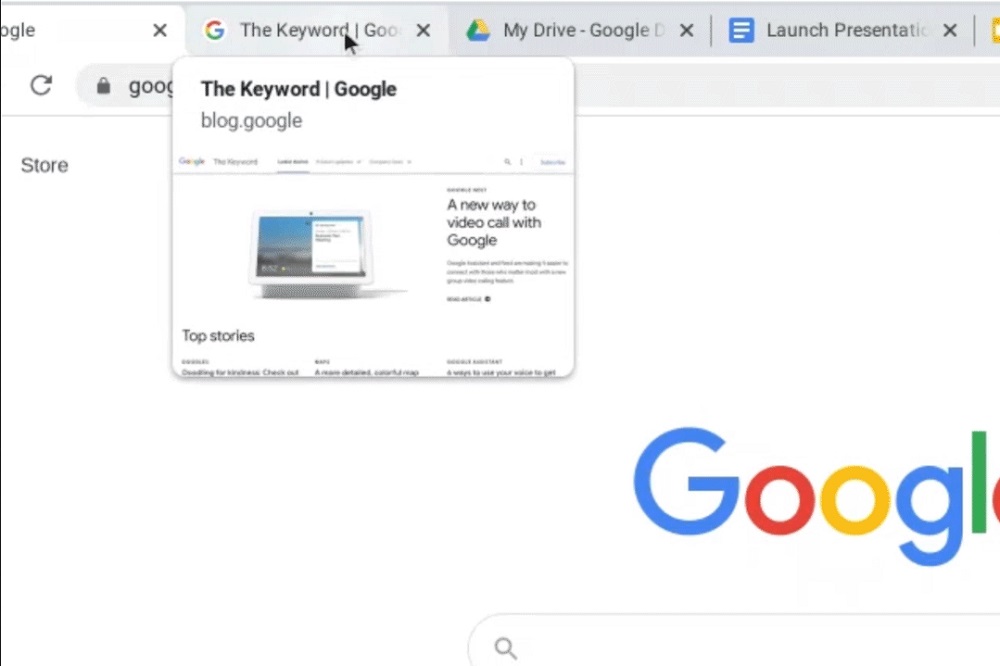 Vista previa de la pestaña de Google Chrome