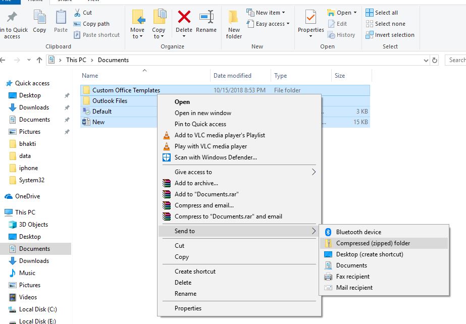 How to add files to zip folder windows 10