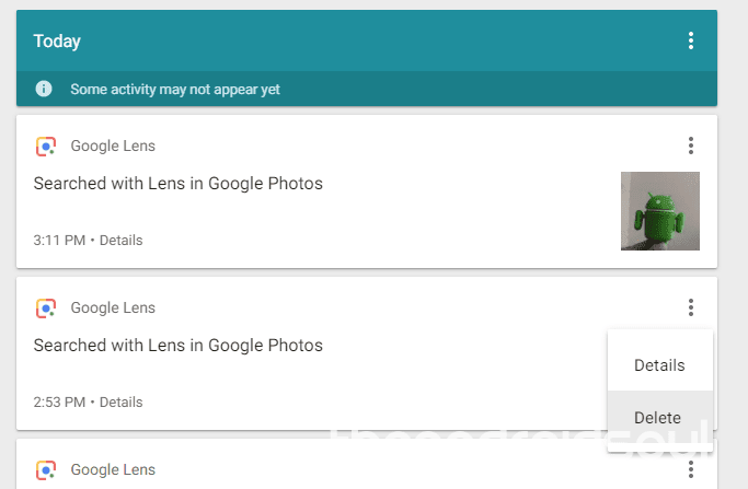 Google Lens eliminar actividad