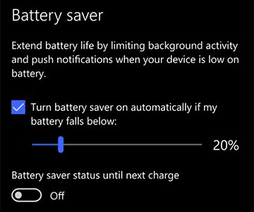Habilitar el modo de ahorro de batería de Windows 10