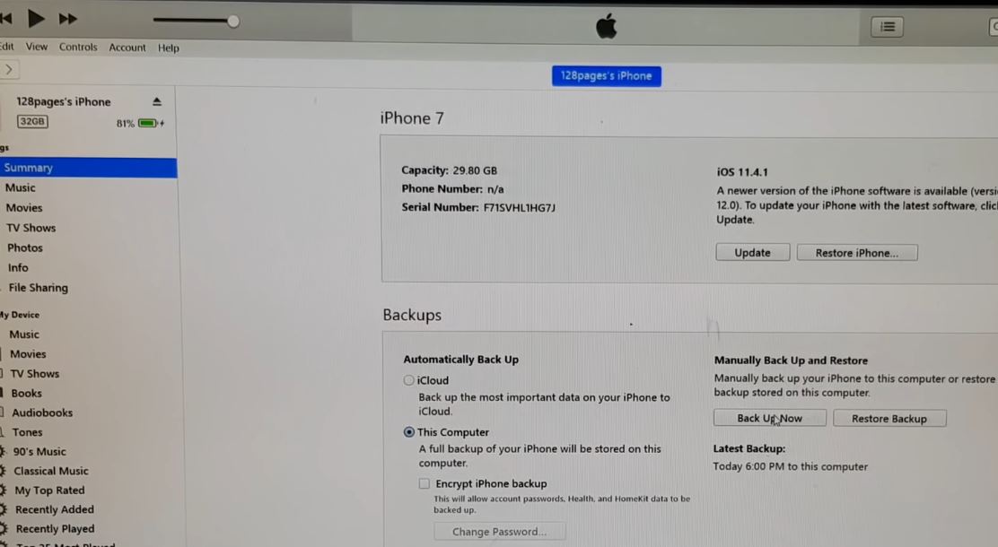 Cómo hacer una copia de seguridad del iPhone en iTunes