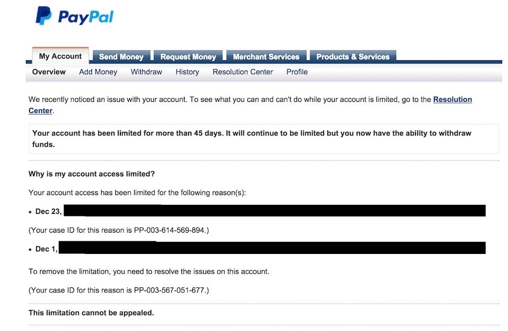 Cómo retirar dinero de una cuenta limitada de Paypal
