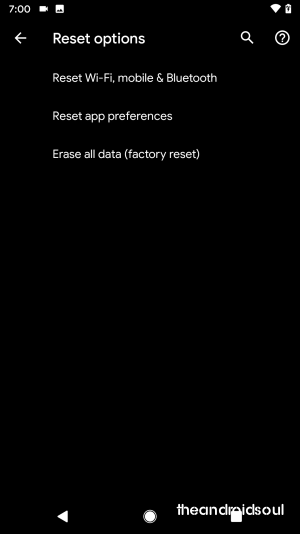 Restablecimiento de fábrica en Android 10