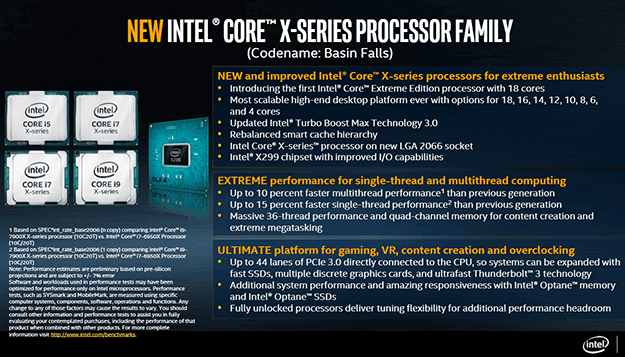 Características de la familia de procesadores Intel Core X
