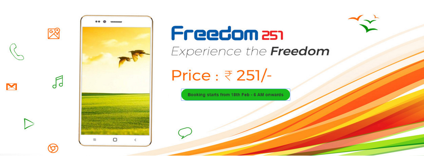 Freedom 251 es el teléfono inteligente más barato del mundo a 251 INR o $ 3.65