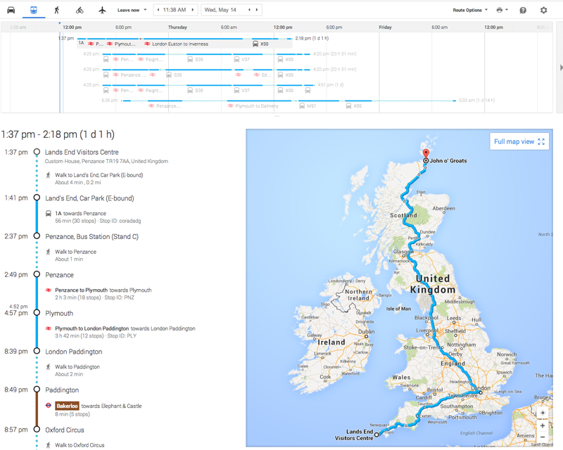 Google Maps obtiene datos de transporte público de costa a costa del Reino Unido