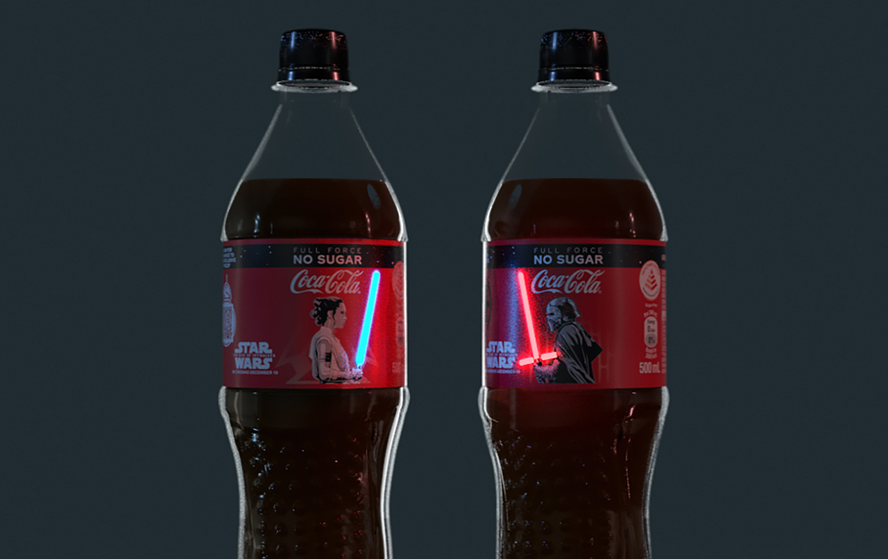 Las botellas de Coca-Cola Star Wars de edición limitada solo en Singapur cuentan con sables de luz OLED