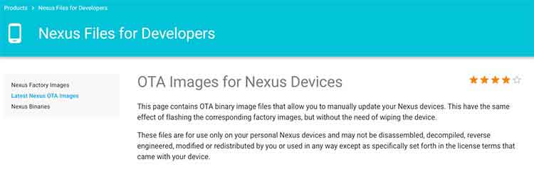 Descargar imágenes completas de Nexus OTA