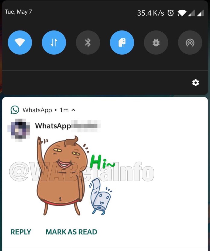 Vistas previas de la notificación de la etiqueta beta de WhatsApp