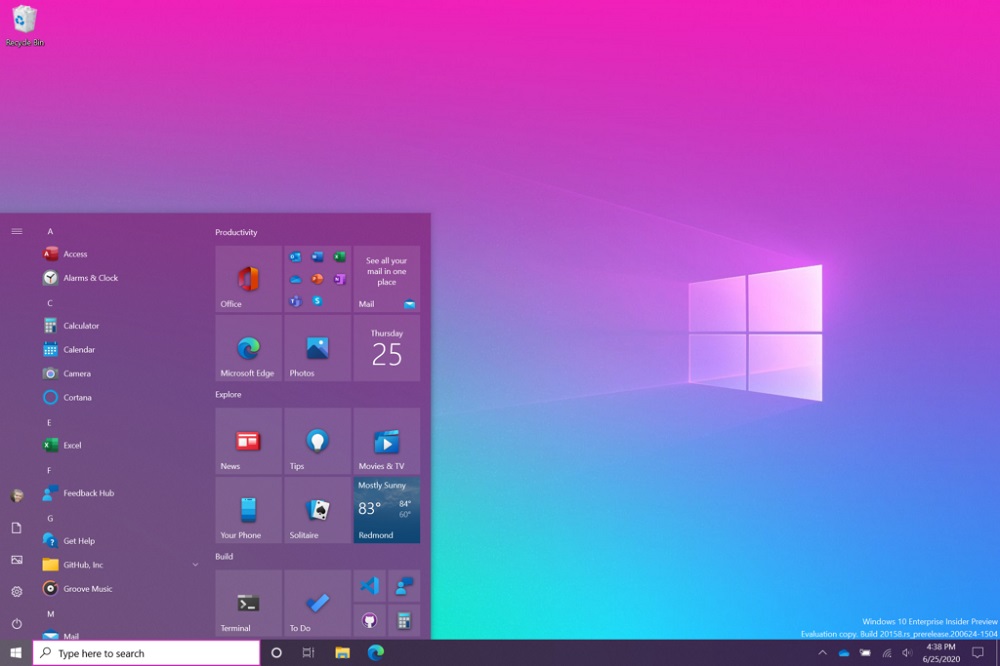 Color del menú Inicio de Windows 10