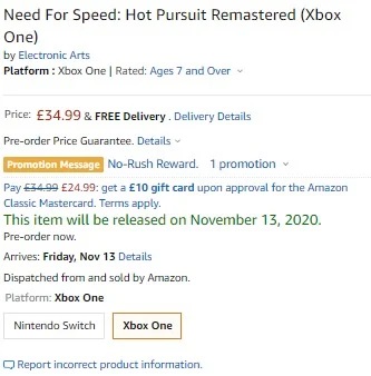Need for Speed ​​Hot Pursuit remasterización amazon es