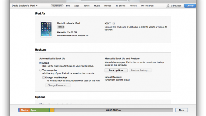 Copia de seguridad de iPhone o iPad en iTunes para actualizar a iOS 8