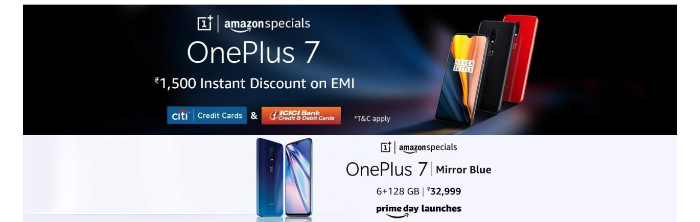 Variante OnePlus 7 Mirror Blue listada en Amazon India