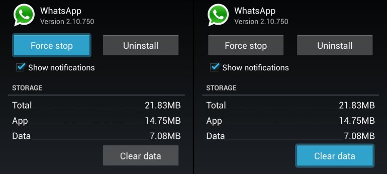 Borrar base de datos de Whatsapp