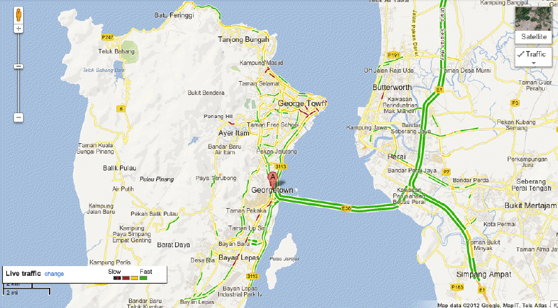 Google Maps Live Traffic Penang