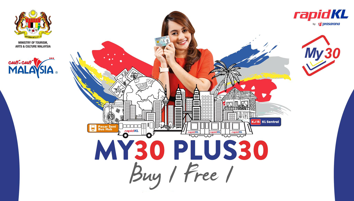 Prasarana Buy One Free One Rapid KL MY30 Pass