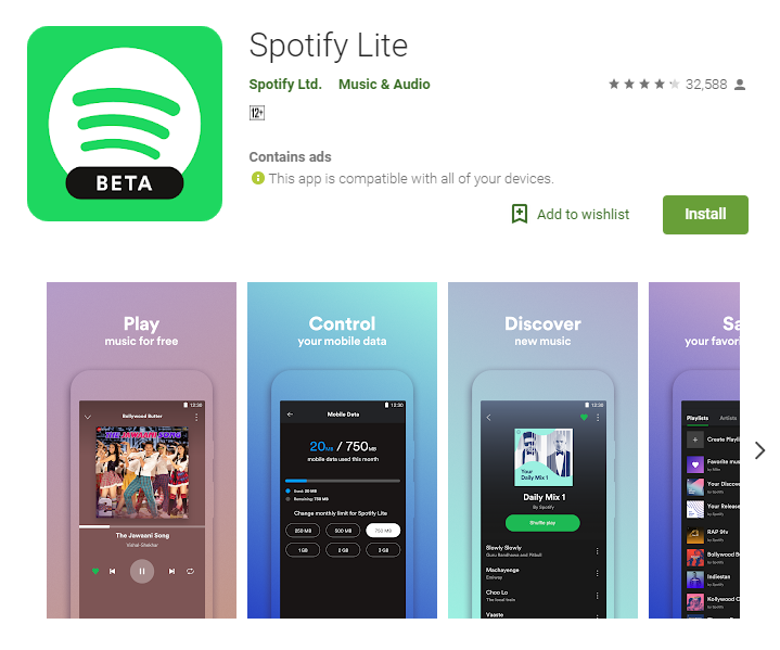Spotify Lite lanzado en India