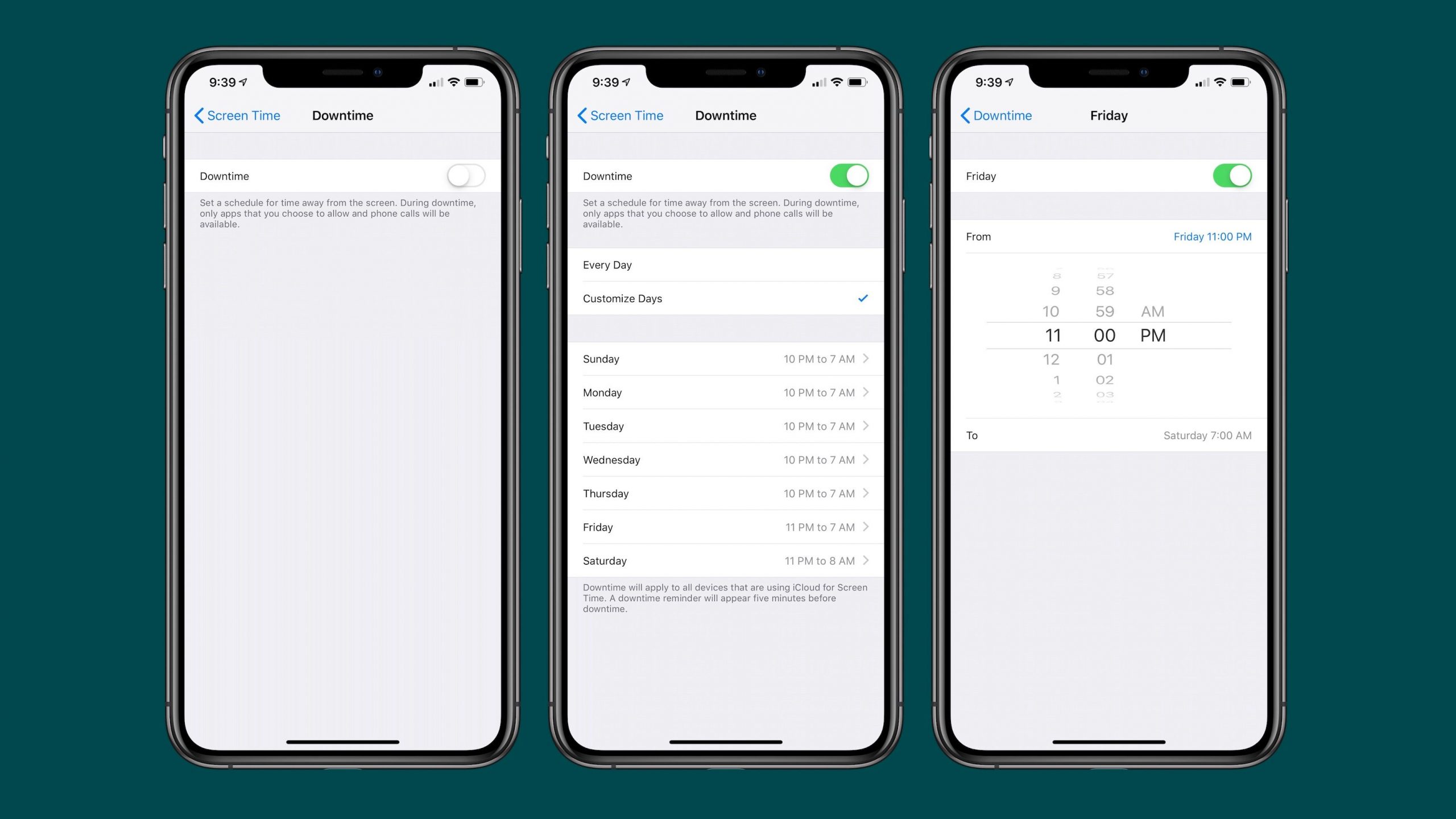 iOS 12.2 Beta permite la personalización del tiempo de inactividad para días específicos de la semana