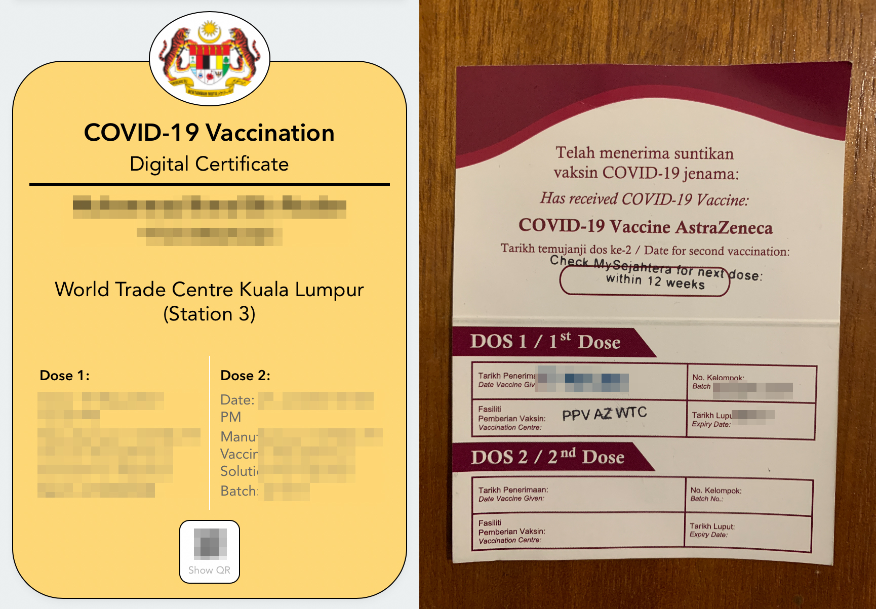 tarjeta de vacunación covid y certificado