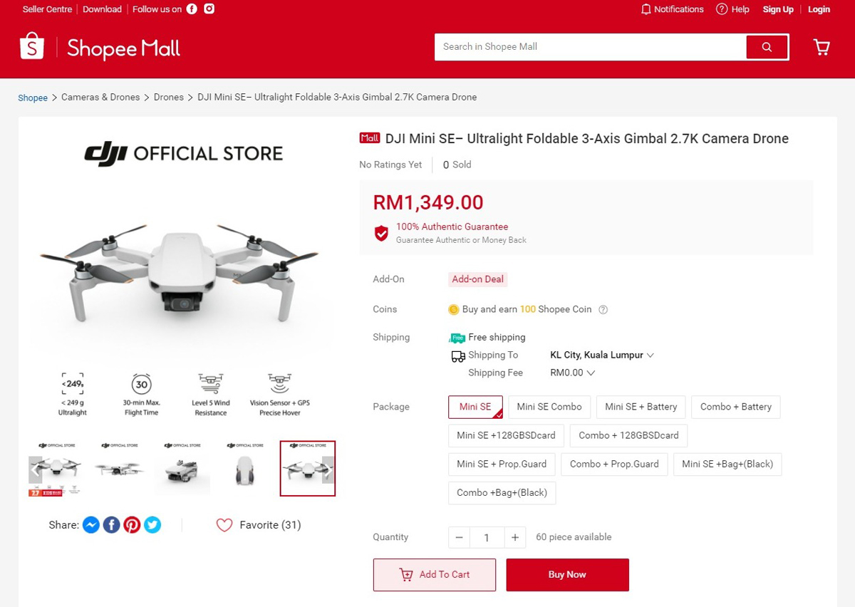 DJI Mini SE se lanza a precio de Malasia