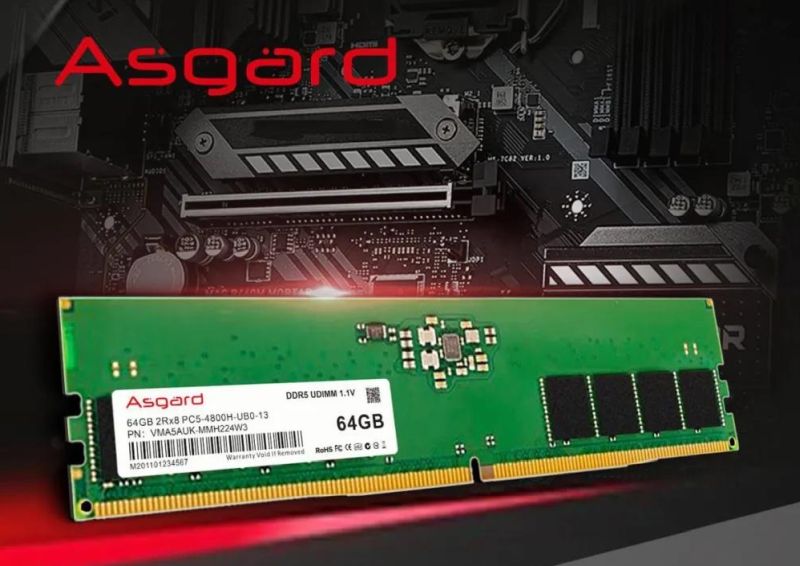 Asgard Launches First DDR5-4800MHz Memory Module; Will Ship Out In 64GB Capacities