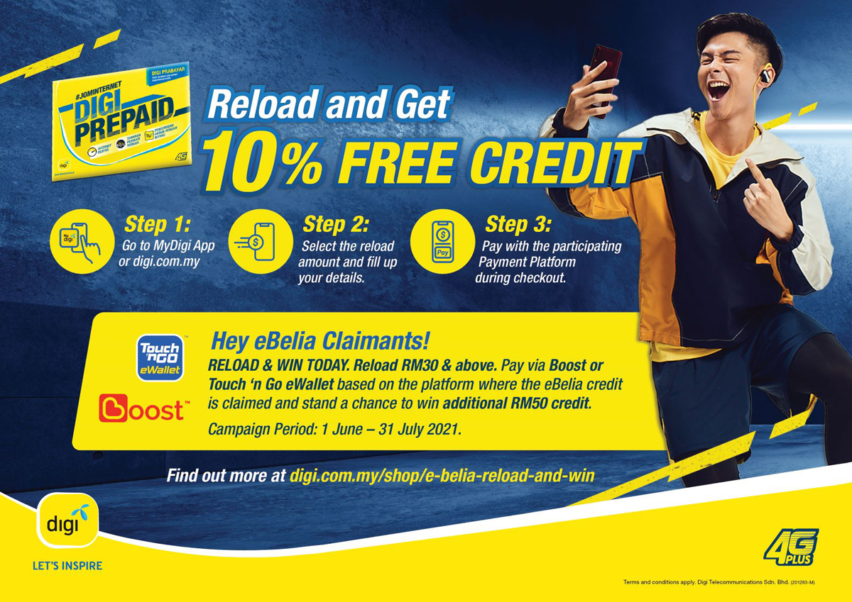 Digi eBelia Boost TnG Prepaid Credit Opwaarderen