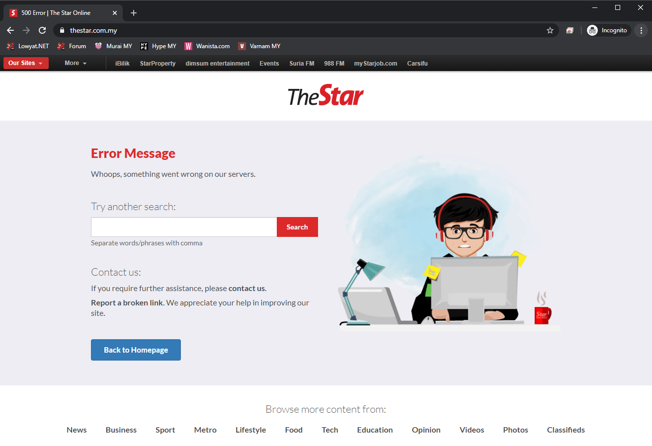TheStar Online se cae debido al tráfico intenso