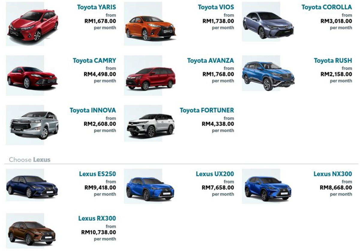 Servicio de suscripción de Toyota Kinto One Car de Malasia