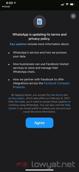 Actualización de la política de WhatsApp