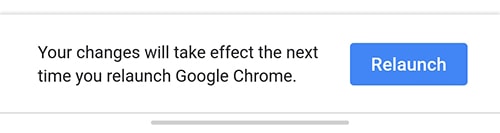 Reinicie Chrome para que los cambios surtan efecto