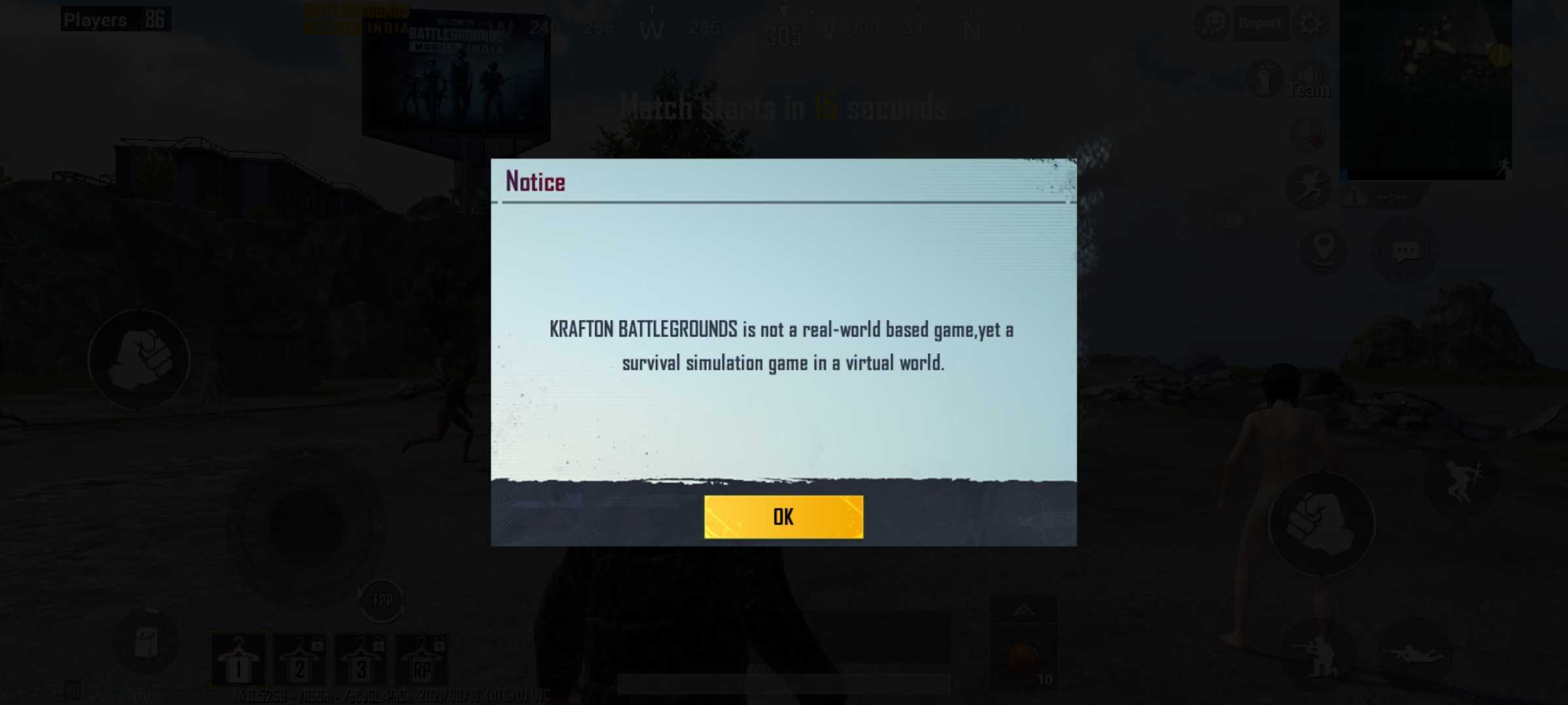 Captura de pantalla de Battlegrounds Mobile India (BGMI)