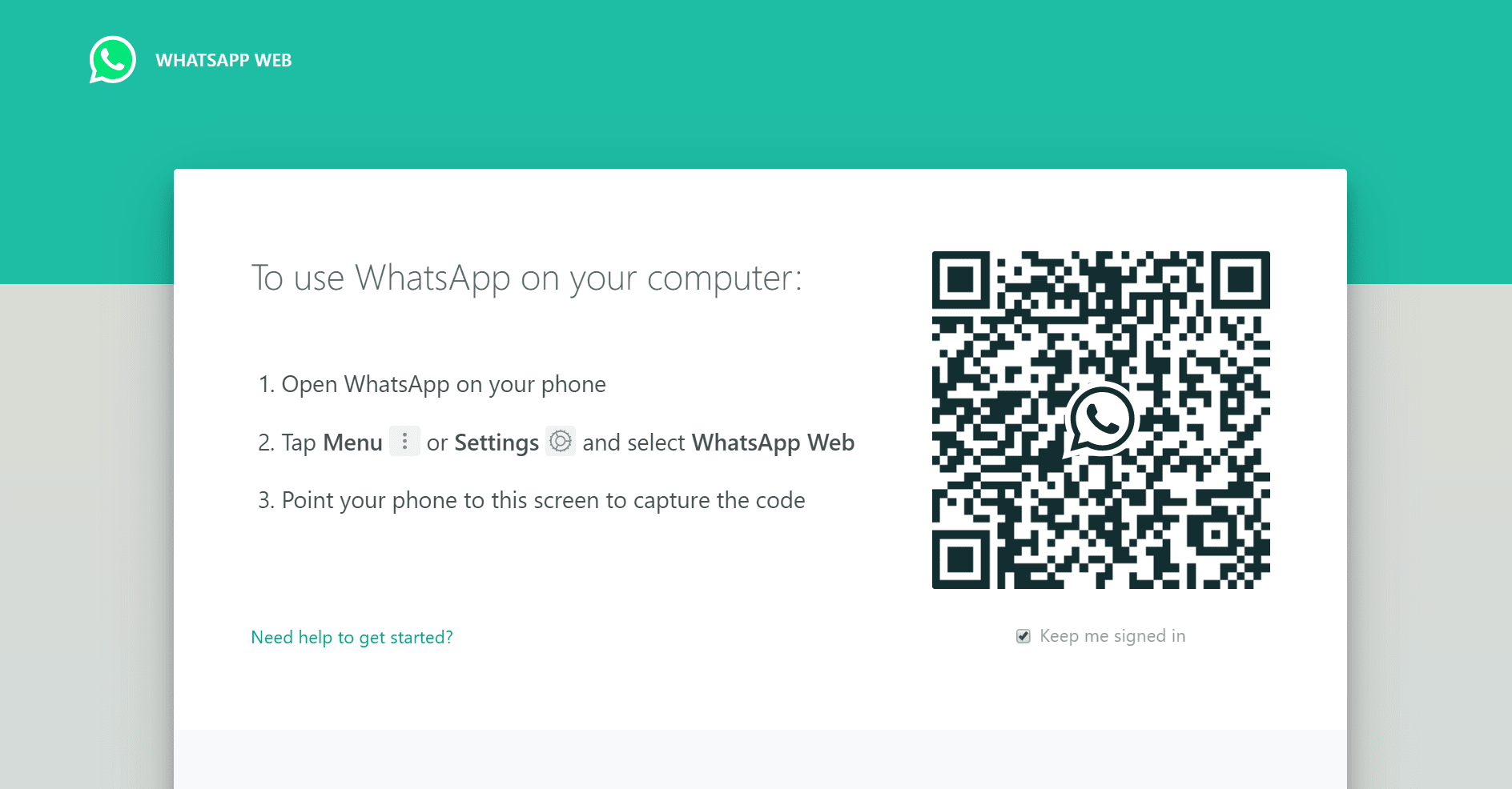 Inicio de sesión de WhatsApp Web