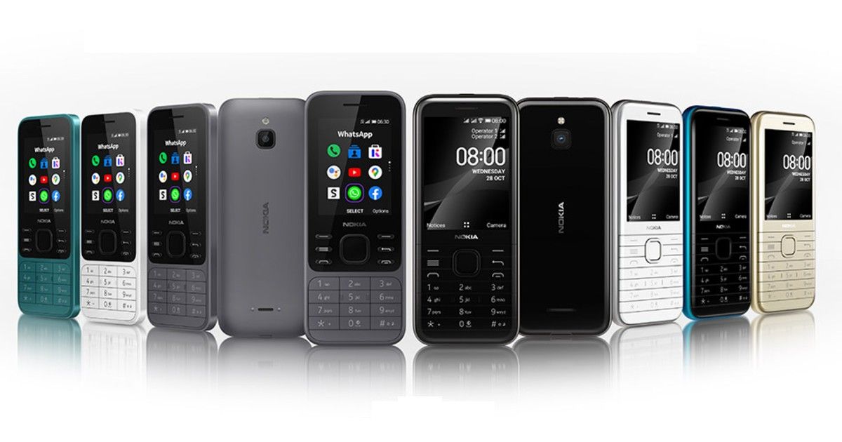 Teléfonos con funciones inteligentes Nokia 8000 y Nokia 6300 4G LTE en ejecución ...