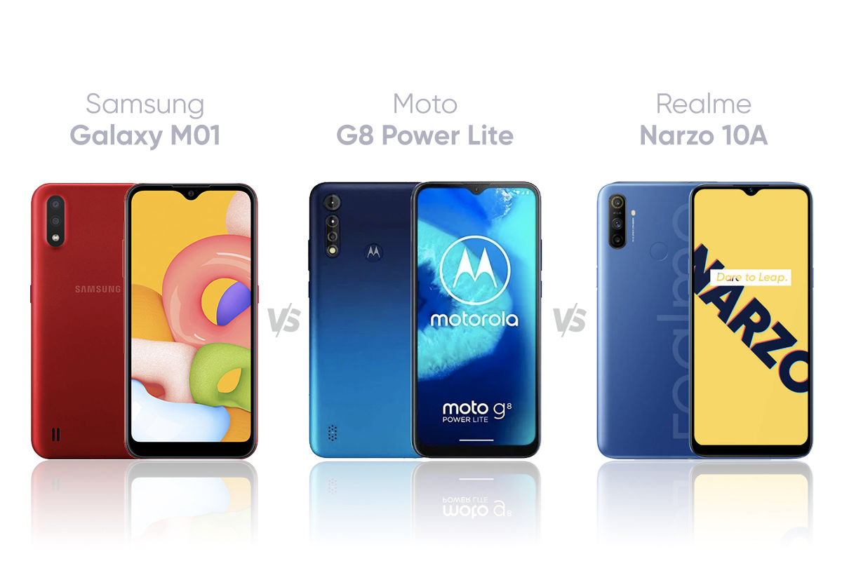Samsung Galaxy M01 vs.Moto G8 Power Lite vs.Realme Narzo ...