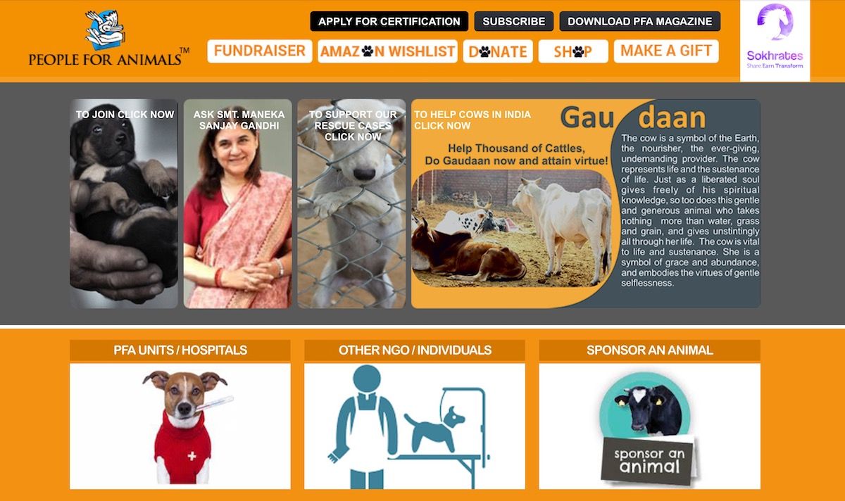Sitio web de Maneka Gandhi People for Animals
