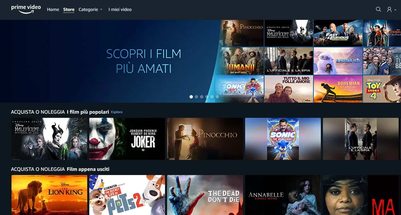 Prime Video Store disponible en Italia con una avalancha de películas y series de televisión