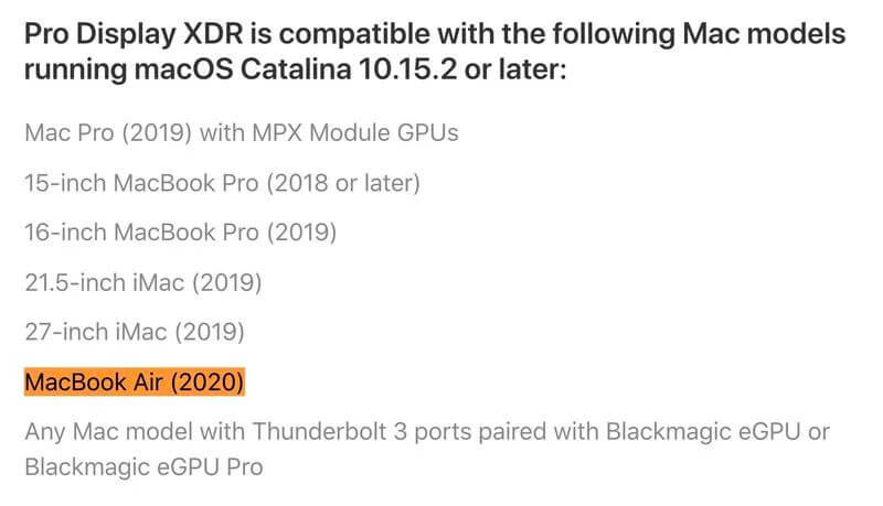 El nuevo MacBook Air 2020 es compatible con 6K Pro Display XDR