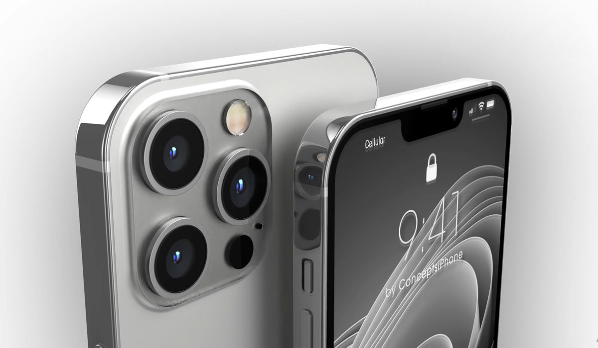 De nieuwe iPhone 13 Pro verlicht met het concept