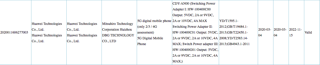 Huawei nuevo teléfono inteligente de carga 40w