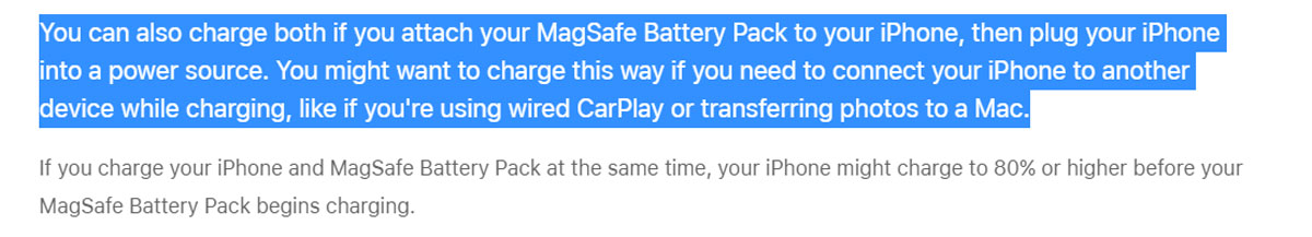 El paquete de baterías MagSafe de Apple admite carga reversible