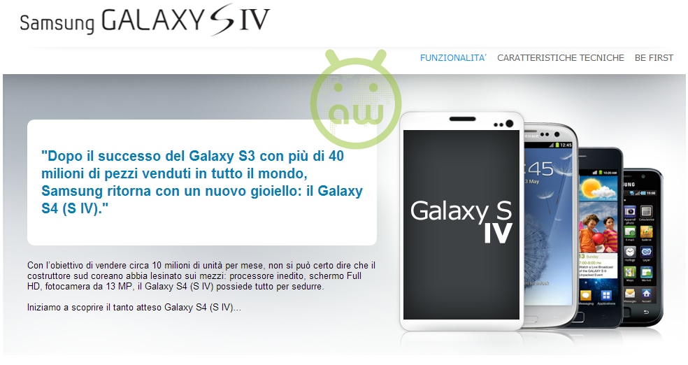 Expansys Italia abre una página con las características "no oficial" del Galaxy S IV