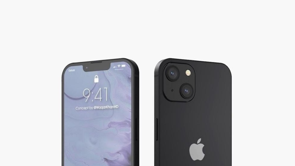 IPhone 13 negro renderizado en ambos lados: atractivo mate