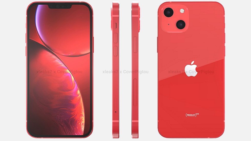 Increíble producto rojo de iPhone 13 (RED) en renders de gran calidad
